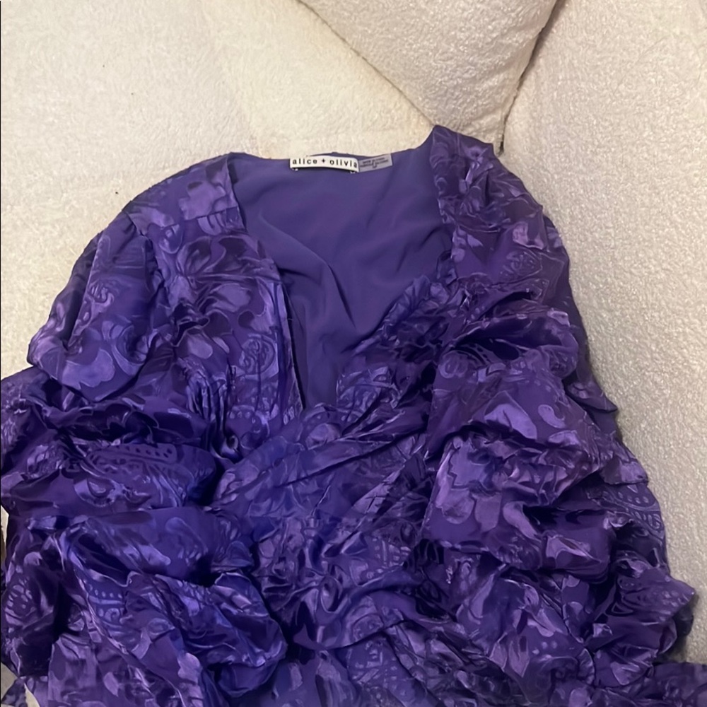 Alice + Olivia Floral Purple Ruffled Blazer